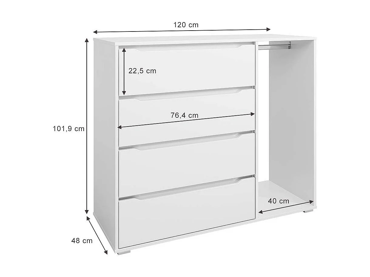 Armoire pour enfants blanc 120x48x101.9 ruben