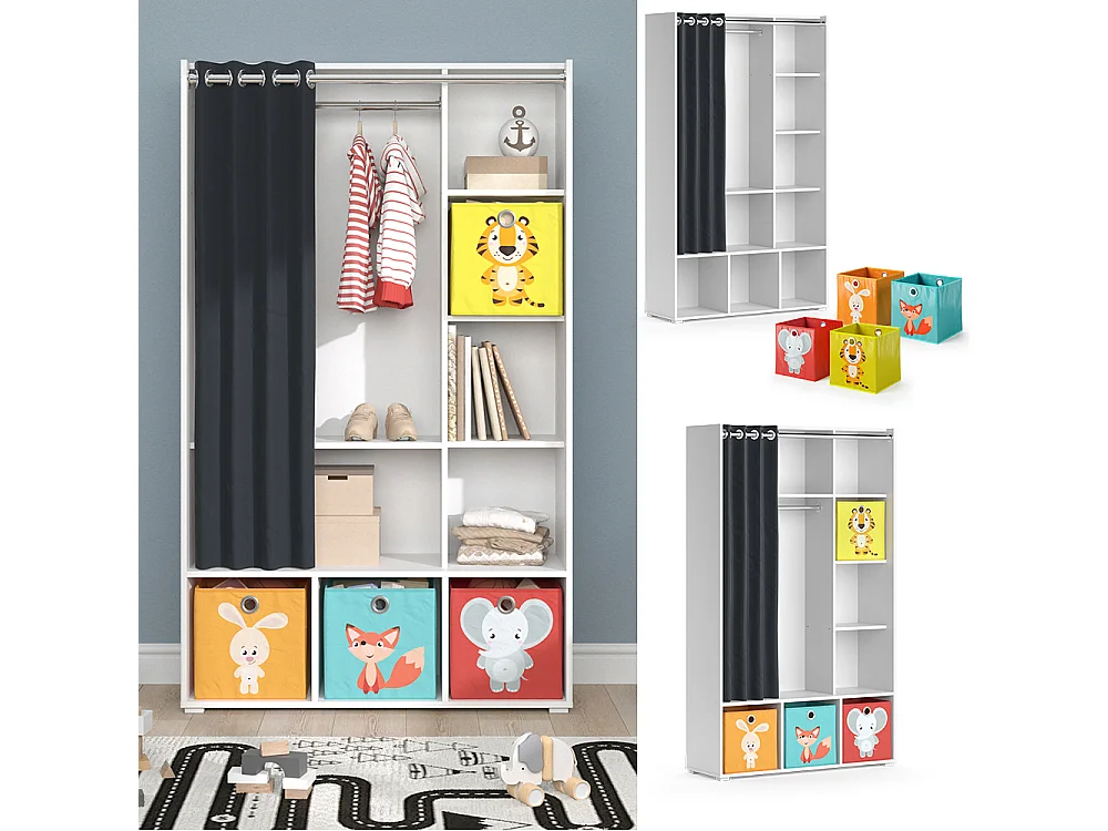 Kinderkledingkast wit 105.8x38x178.1 luigi