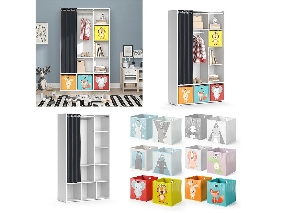 Kinderkledingkast wit 105.8x38x178.1 luigi