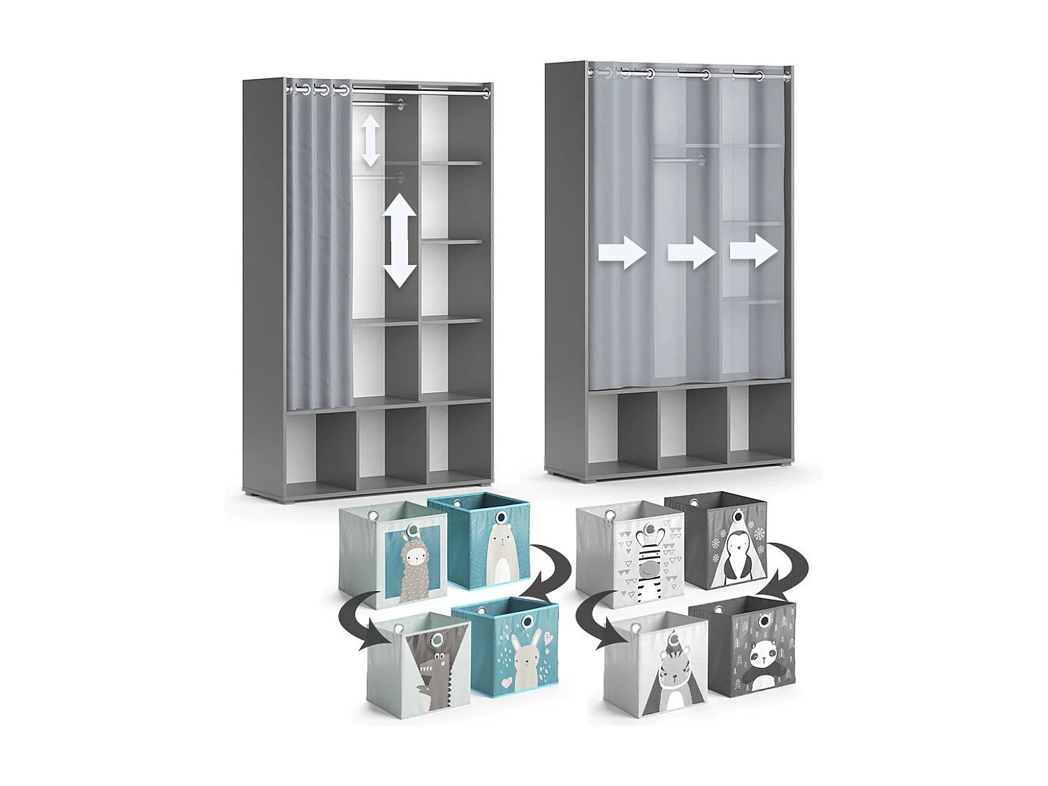 Kinderkleiderschrank grau 105.8x38x178.1 luigi