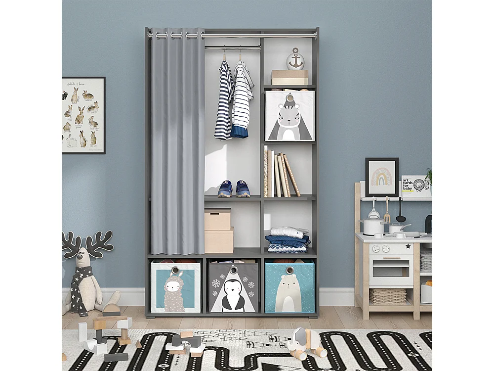 Armoire pour enfants gris 105.8x38x178.1 luigi
