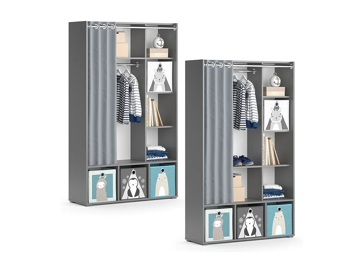 Armoire pour enfants gris 105.8x38x178.1 luigi