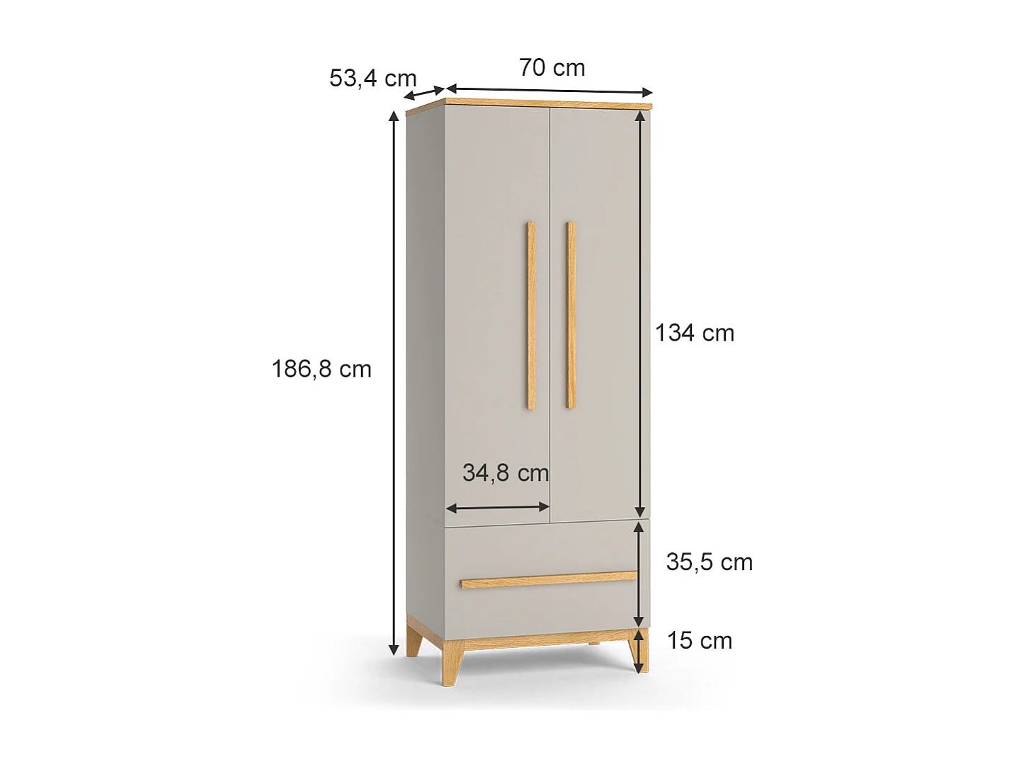 Armoire pour enfants chêne cachemire 70x53.4x186.8 malia