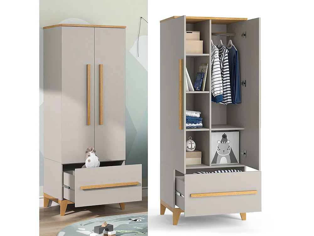 Armoire pour enfants chêne cachemire 70x53.4x186.8 malia