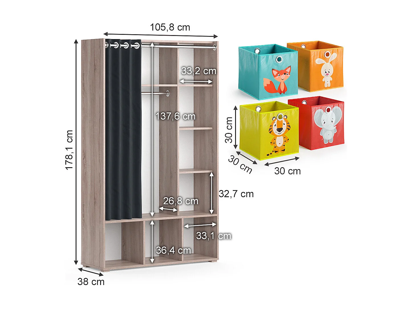 Armoire pour enfants sonoma 105.8x38x178.1 luigi
