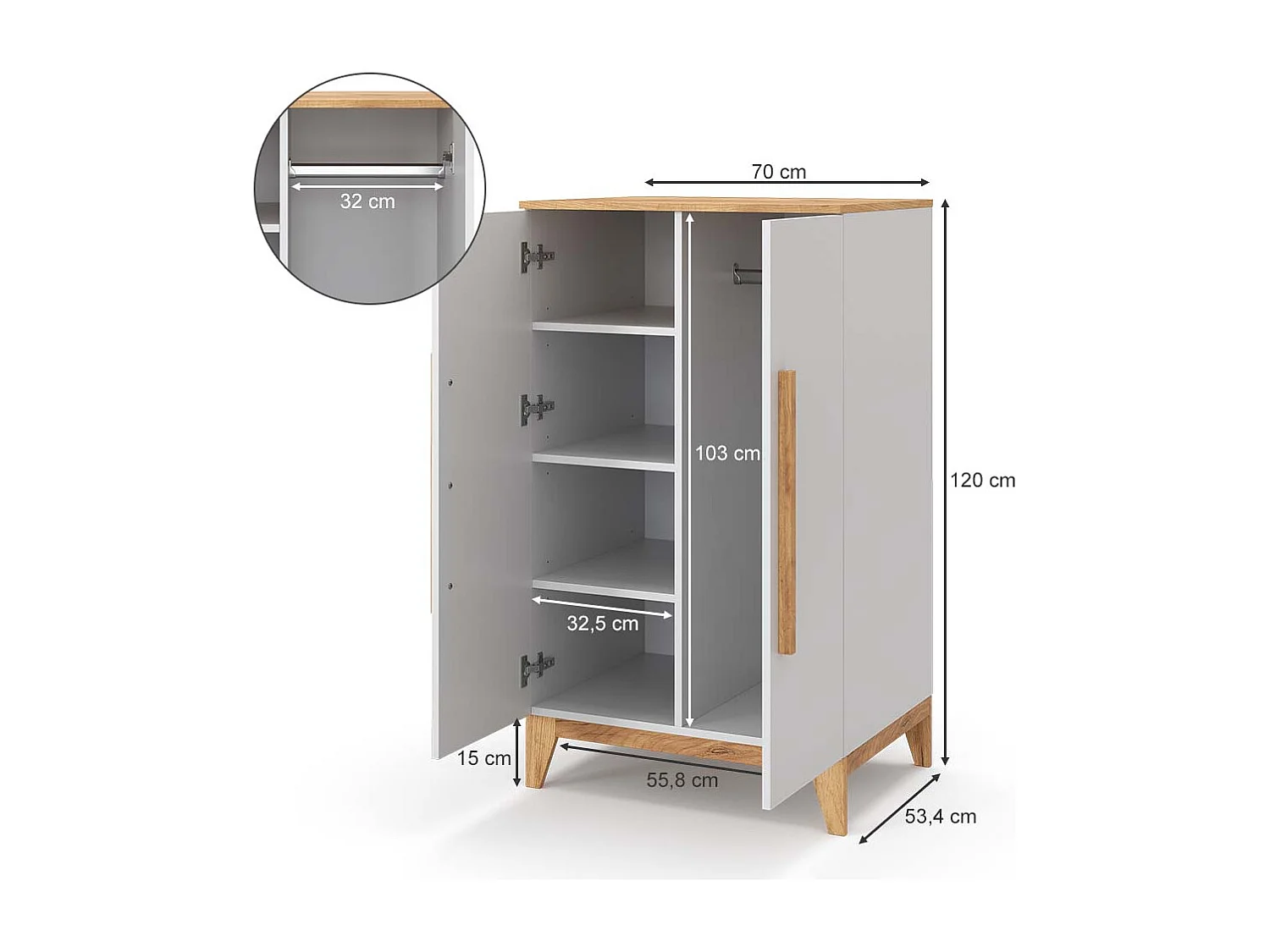 Armoire pour enfants blanc 70x53.4x120 malia