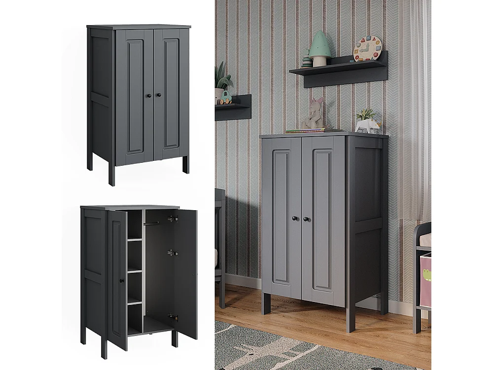 Armoire pour enfants gris 70x53.4x120.6 ajaton