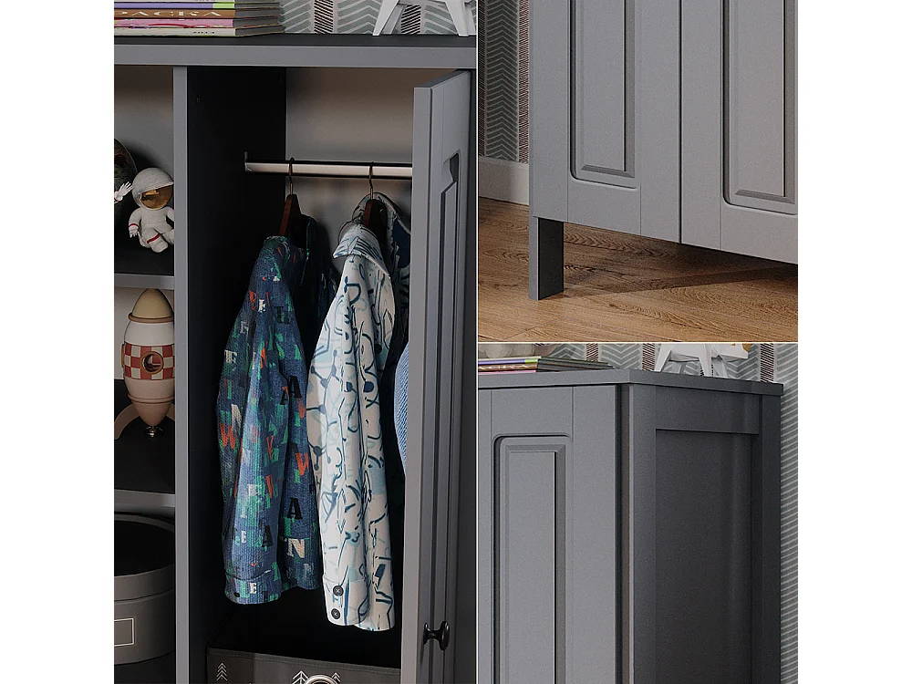 Armoire pour enfants gris 70x53.4x120.6 ajaton