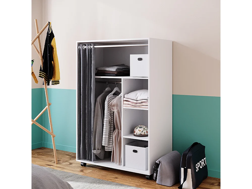 Tøjskab hvid 100x50x146.6 doros
