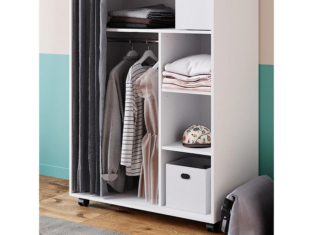 Tøjskab hvid 100x50x146.6 doros