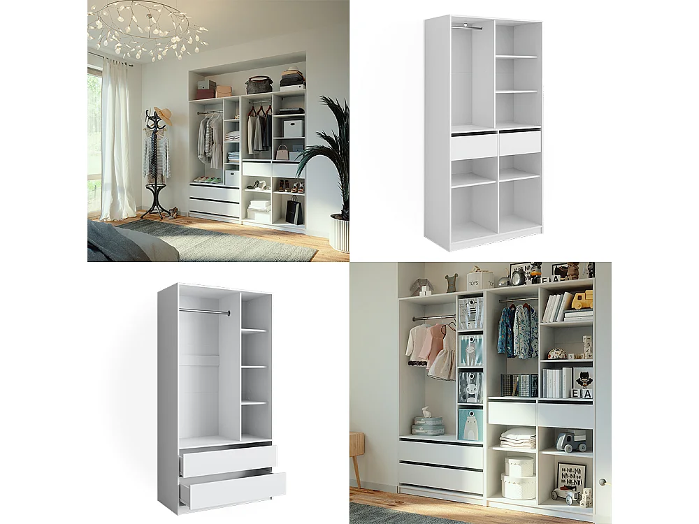 Armoire à vêtements blanc 100x50x200 elmo