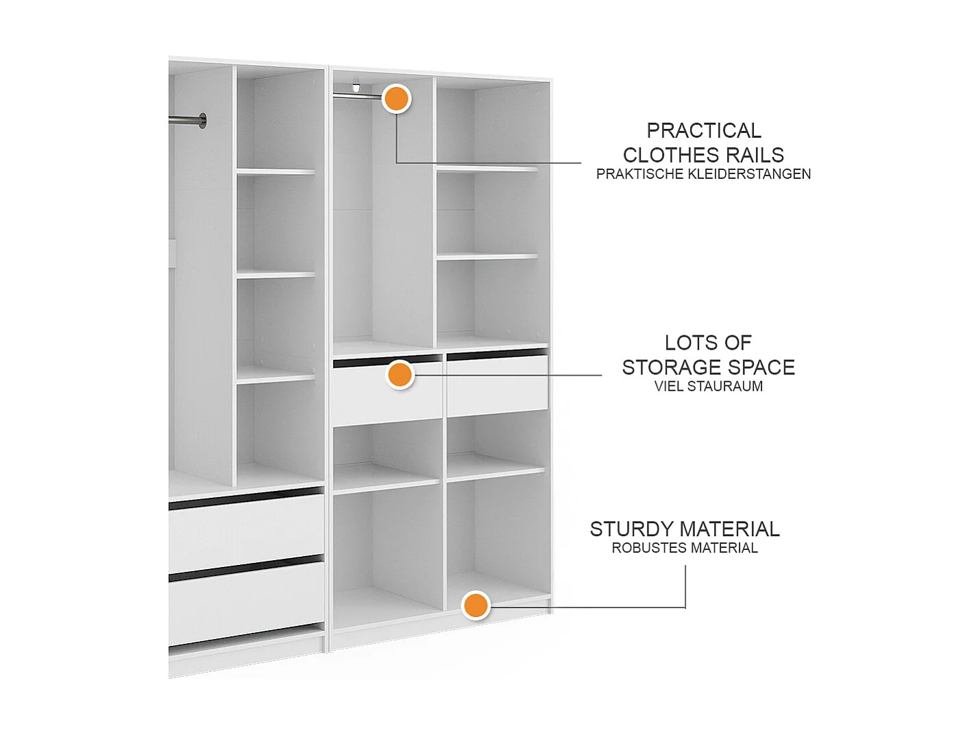 Armoire à vêtements blanc 100x50x200 elmo