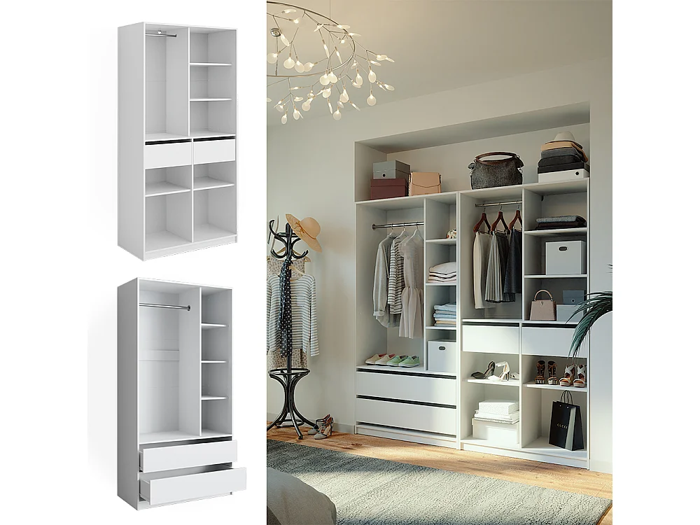 Armoire à vêtements blanc 200x50x200 elmo