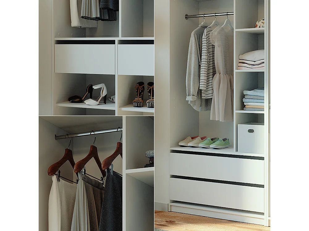 Armoire à vêtements blanc 200x50x200 elmo