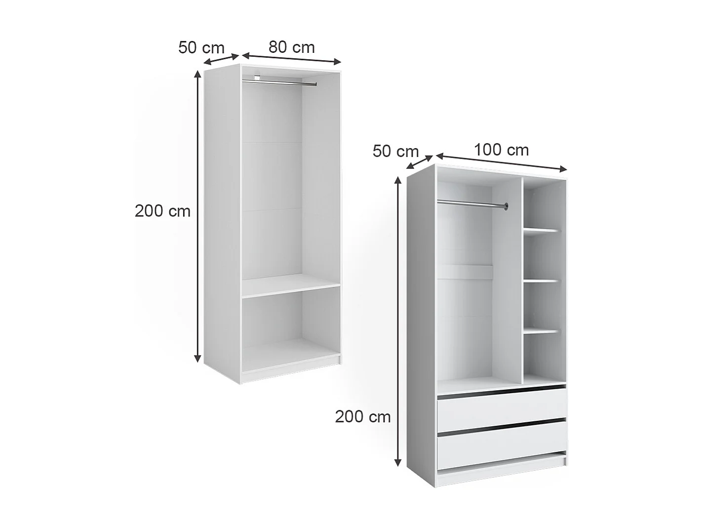 Armoire à vêtements blanc 100x50x200 elmo