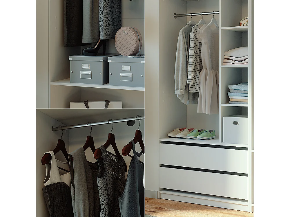 Armoire à vêtements blanc 100x50x200 elmo