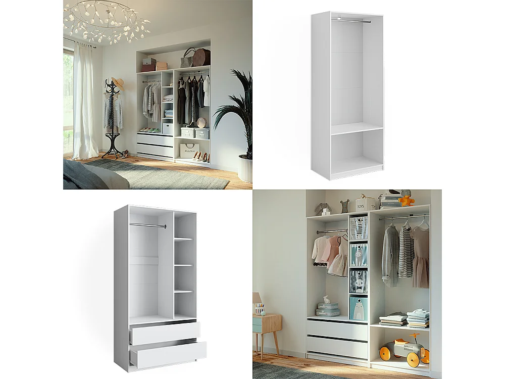 Armoire à vêtements blanc 100x50x200 elmo