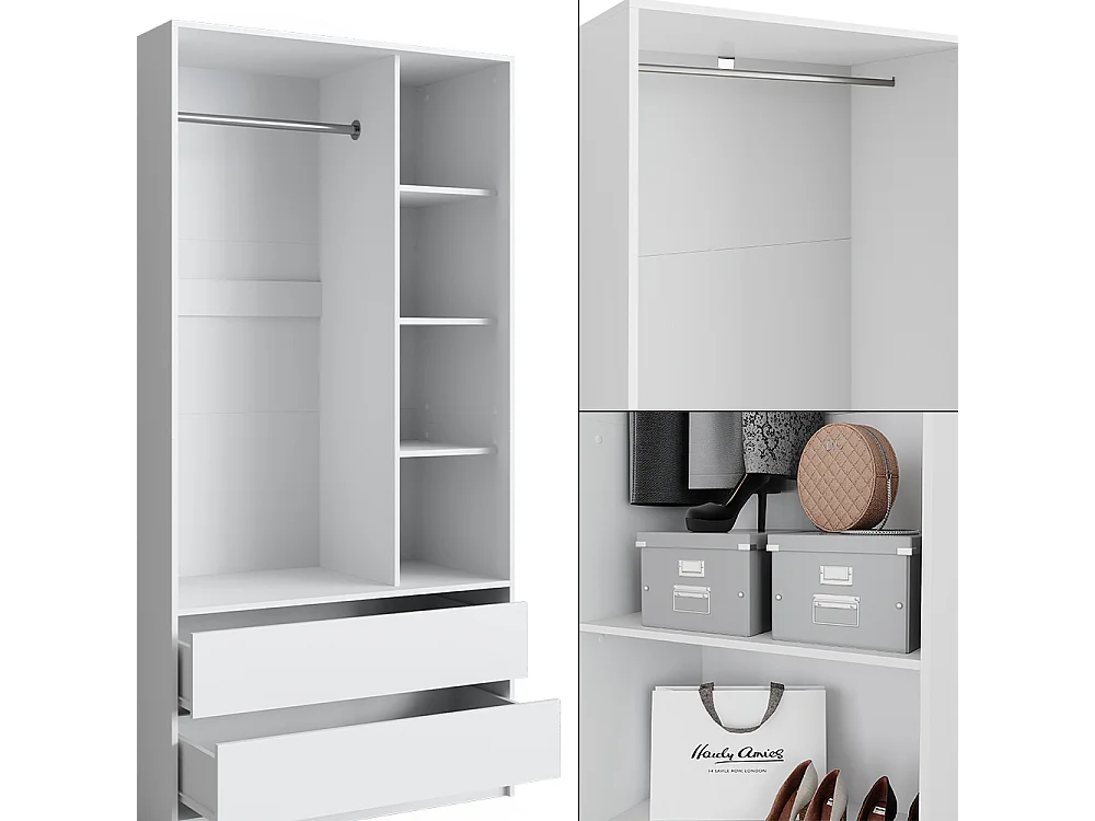 Armoire à vêtements blanc 180x50x200 elmo