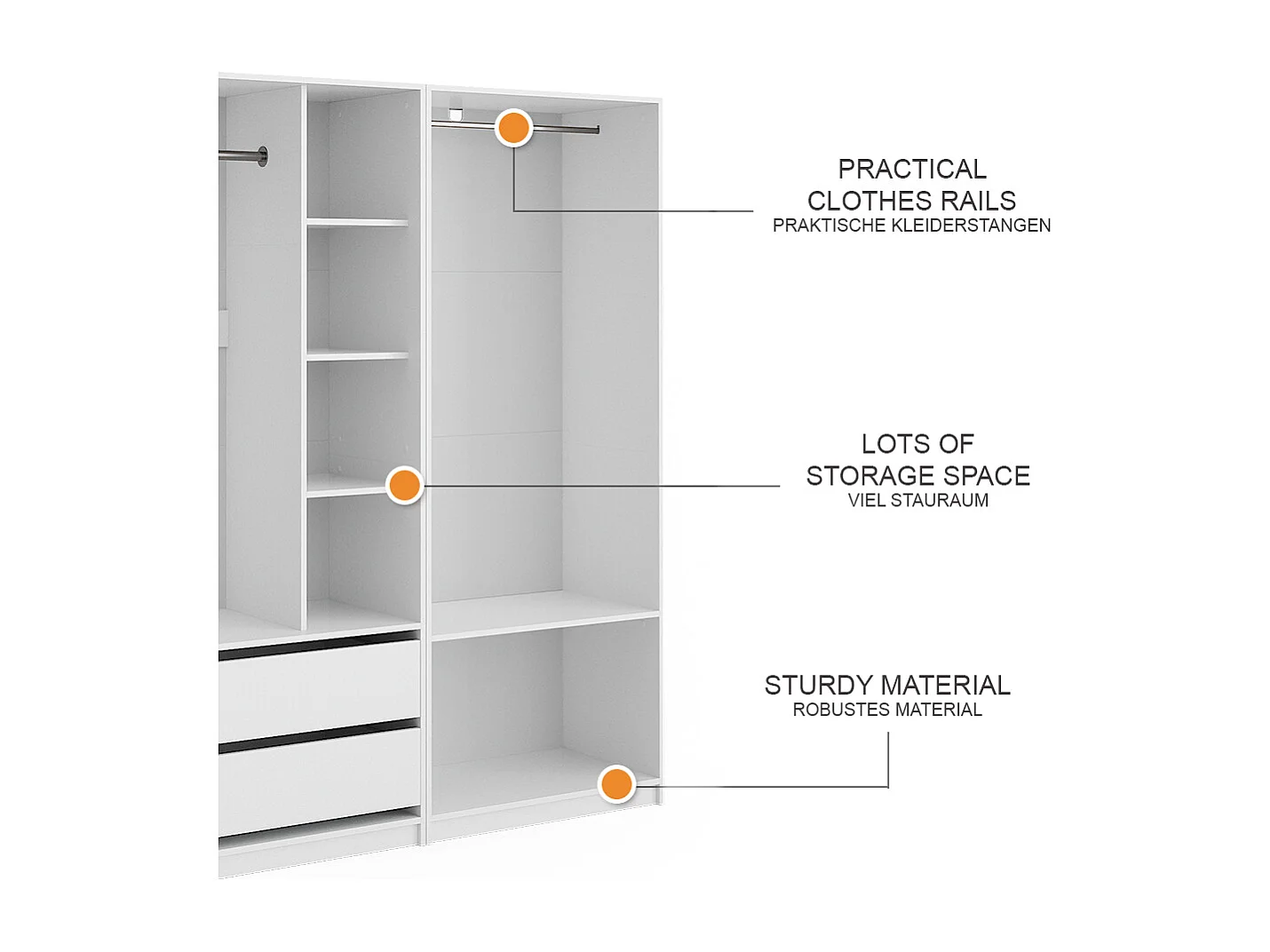 Armoire à vêtements blanc 180x50x200 elmo