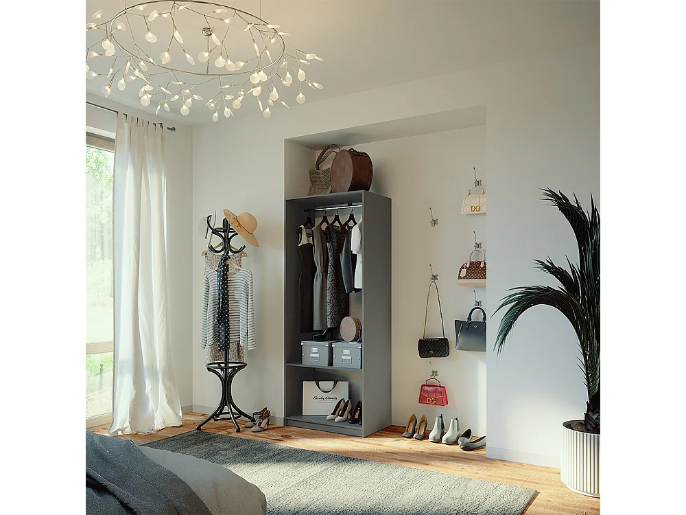 Armoire à vêtements anthracite 80x50x200 elmo