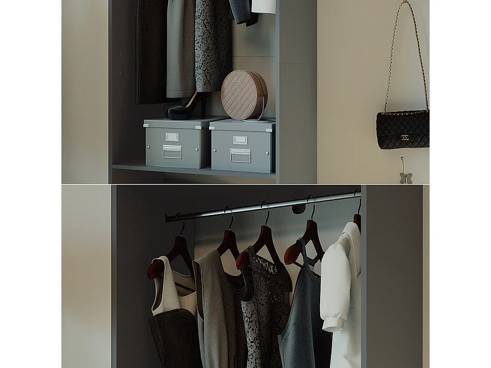 Armoire à vêtements anthracite 80x50x200 elmo