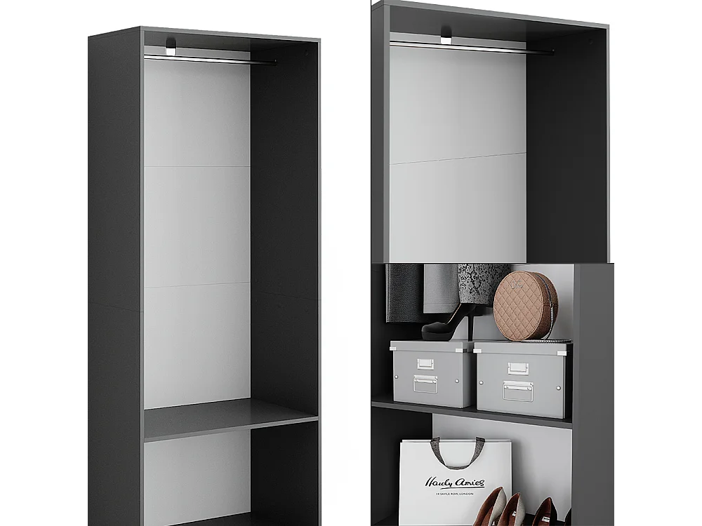 Armoire à vêtements anthracite 80x50x200 elmo