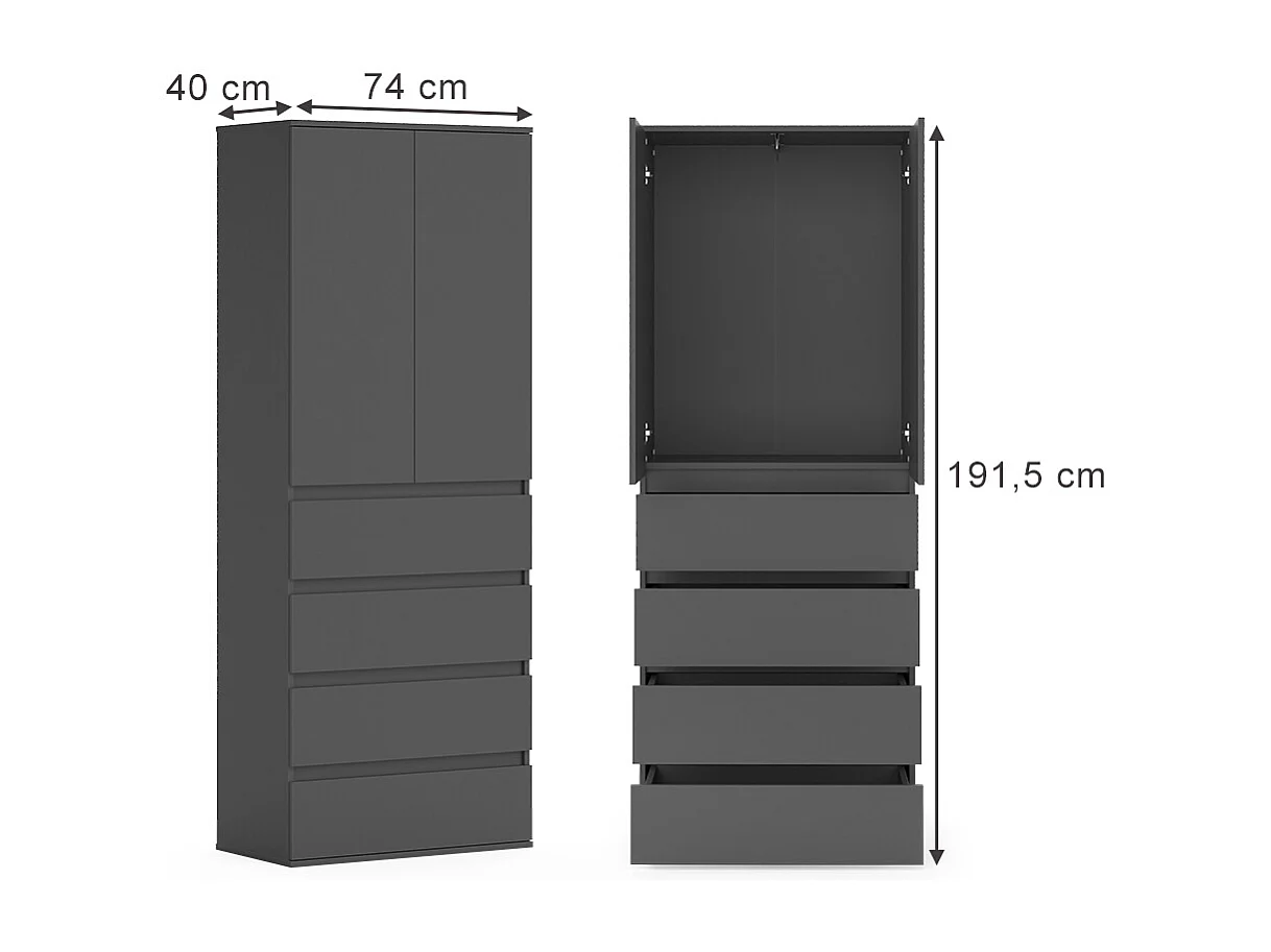Armario antracita 74x40x191.5 claus