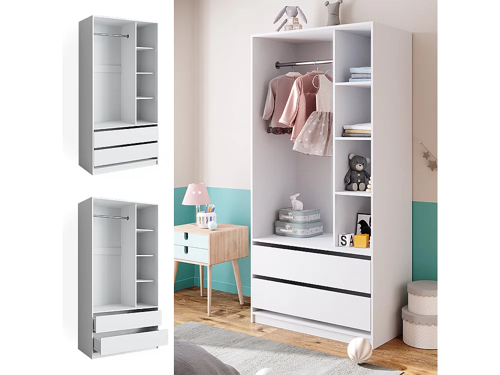 Armoire pour enfants blanc 100x50x200 elmo