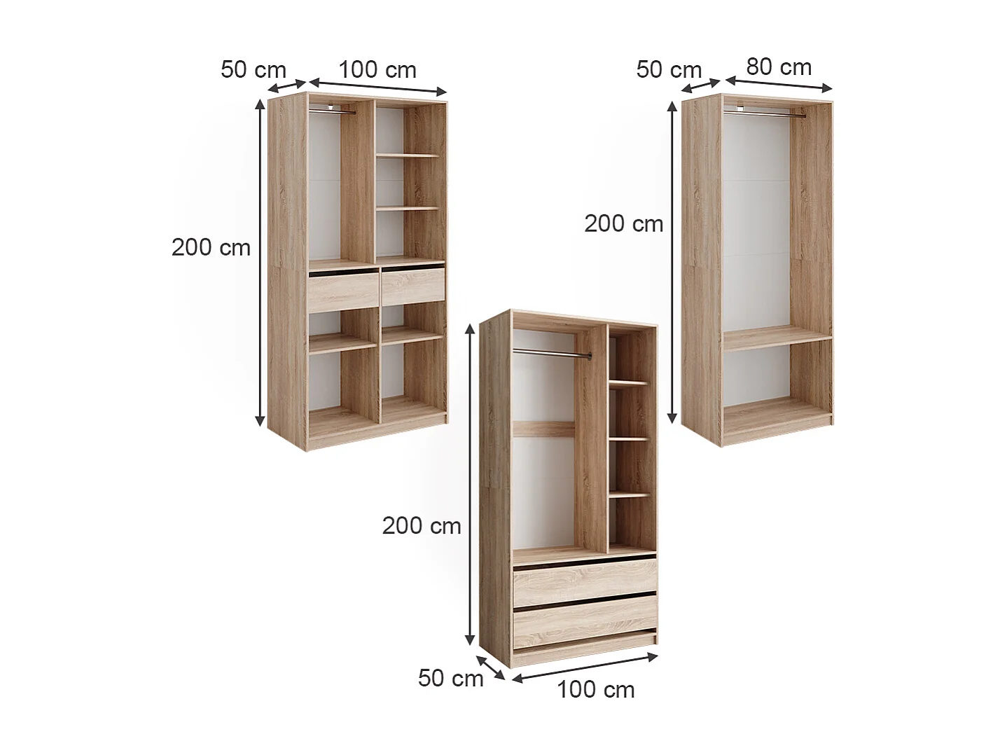 Armoire à vêtements sonoma 100x50x200 elmo