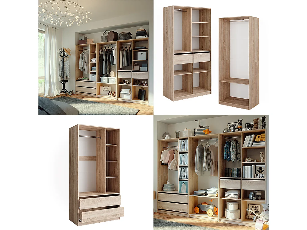 Armoire à vêtements sonoma 100x50x200 elmo