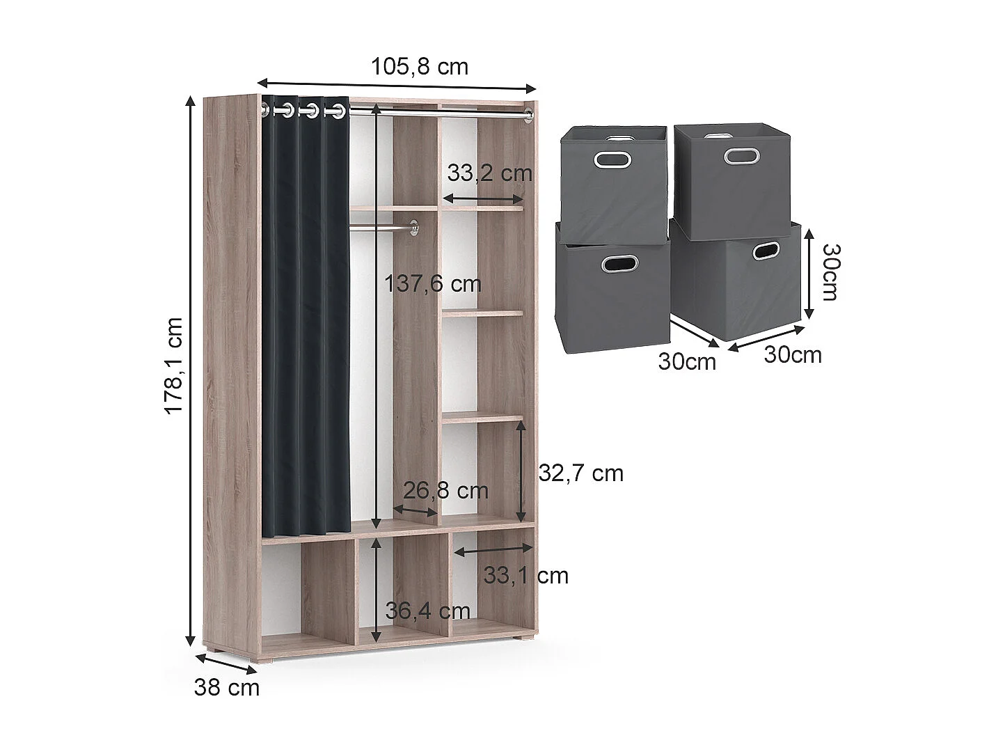 Armoire sonoma 38x105.8x178.1 luigi