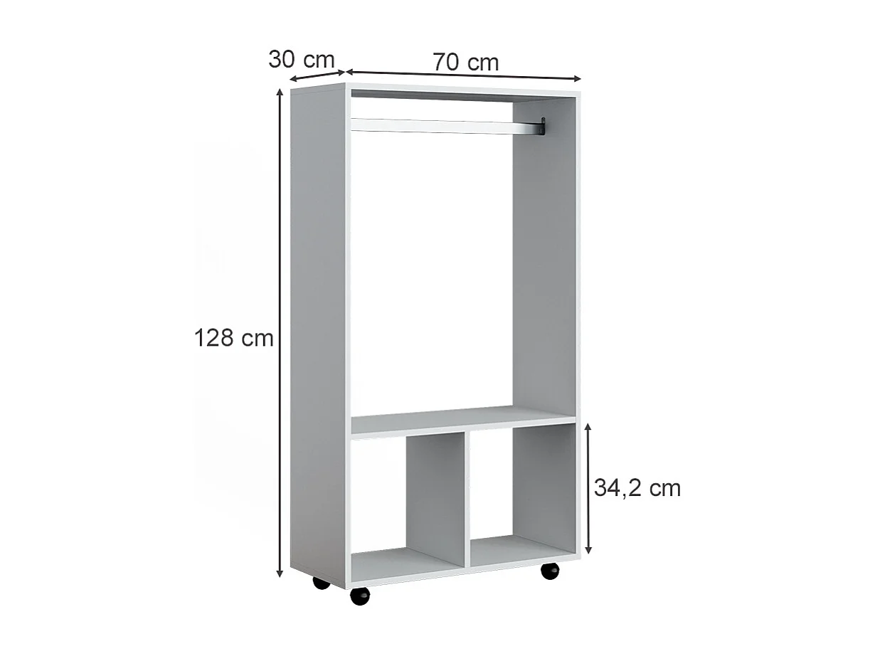 Tøjskab hvid 70x30x128 sydney