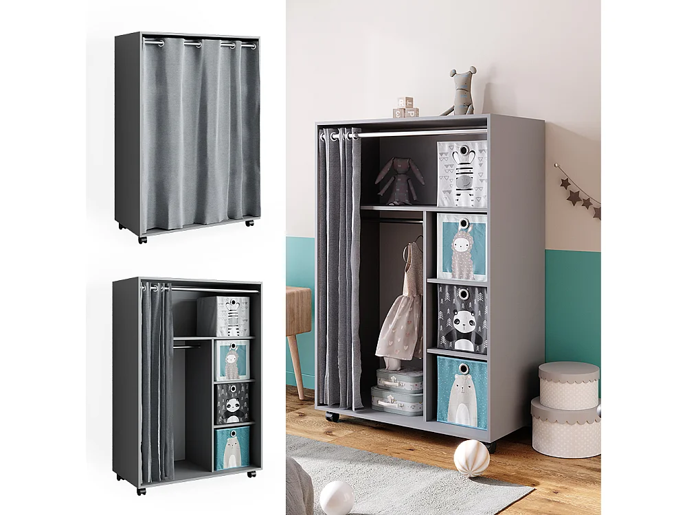 Kleiderschrank grau 100x50x146.6 doros