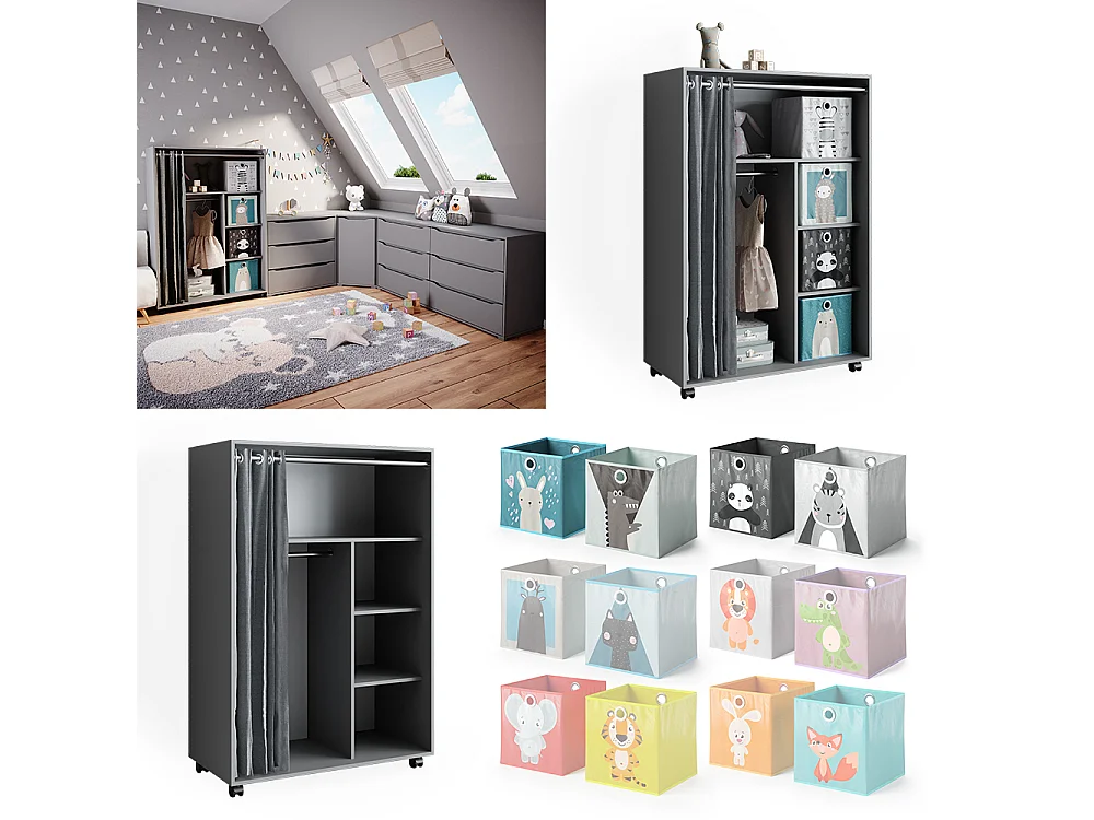 Kleiderschrank grau 100x50x146.6 doros