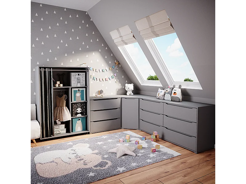 Kleiderschrank grau 100x50x146.6 doros