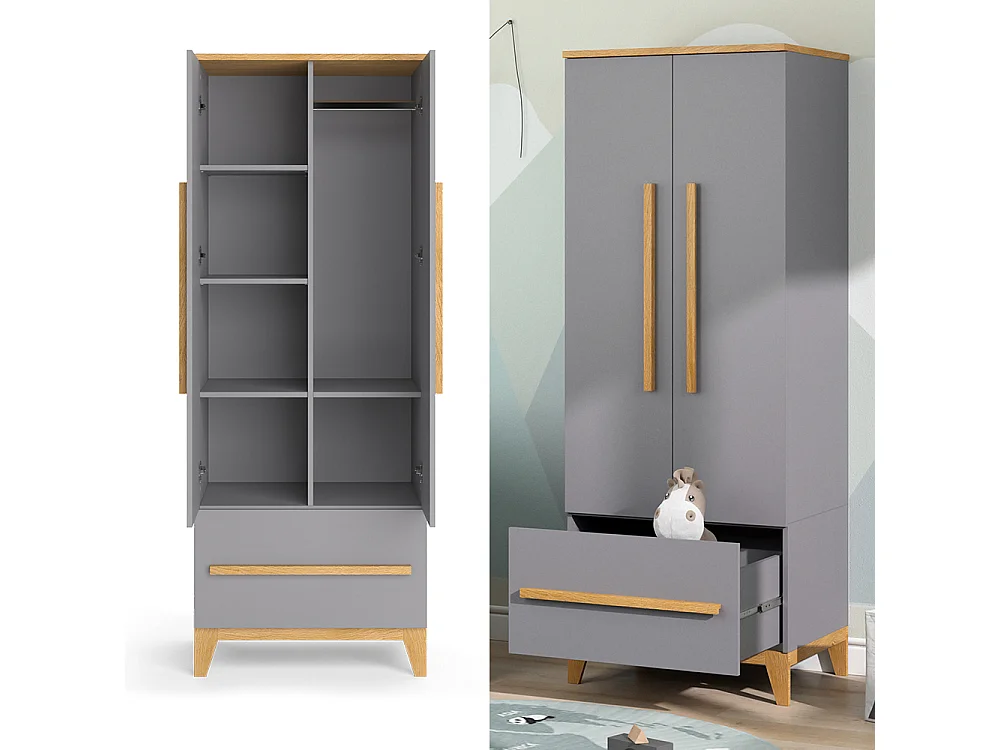Armoire pour enfants gris 70x53.4x186.8 malia