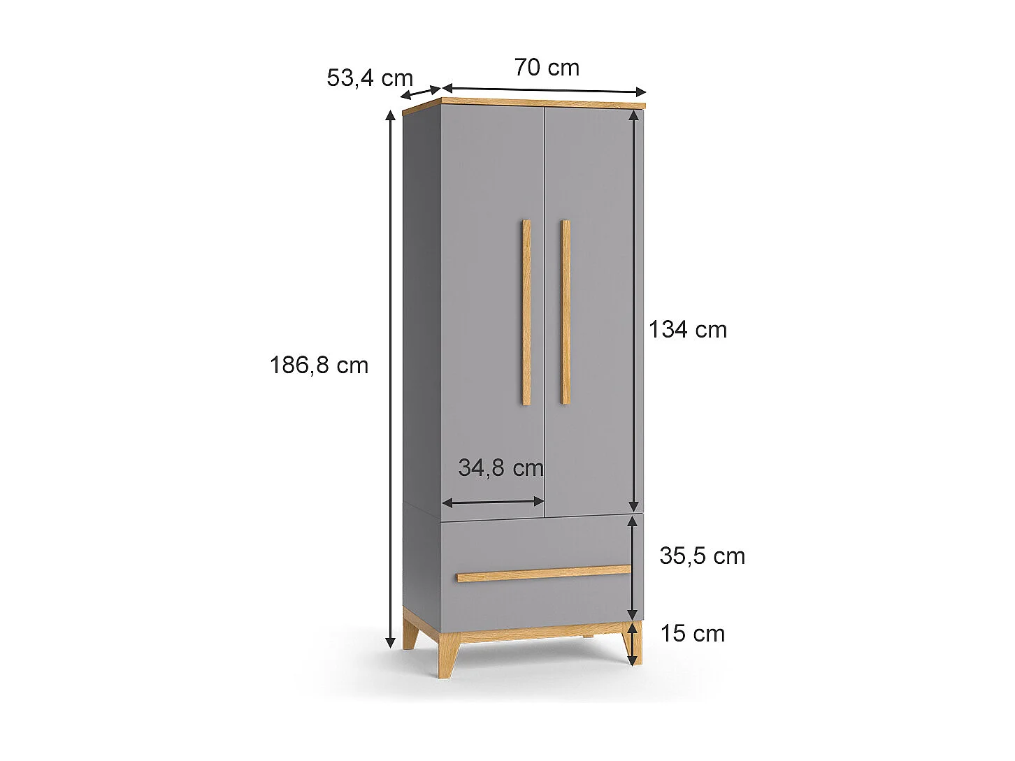 Armoire pour enfants gris 70x53.4x186.8 malia