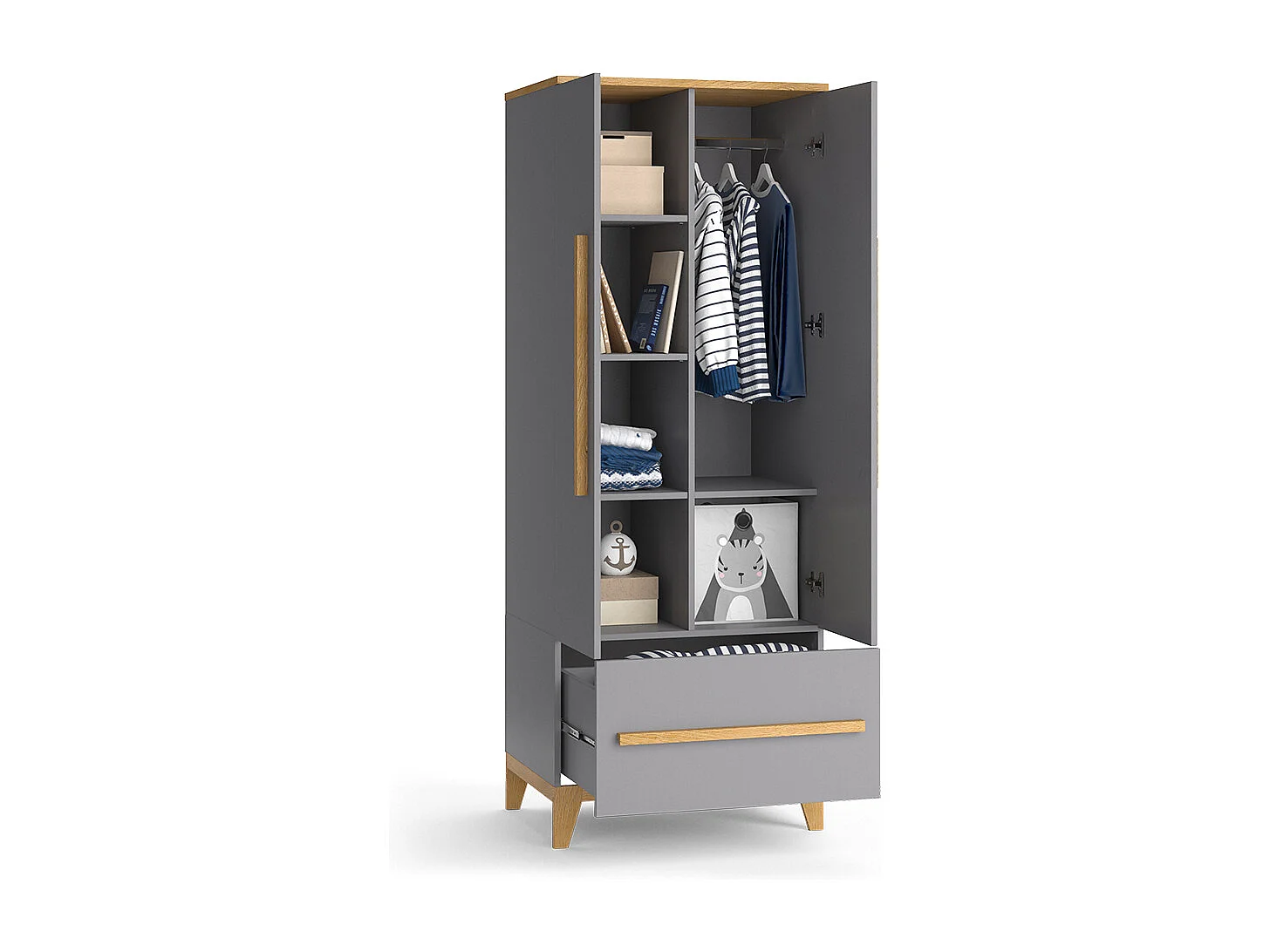 Armoire pour enfants gris 70x53.4x186.8 malia
