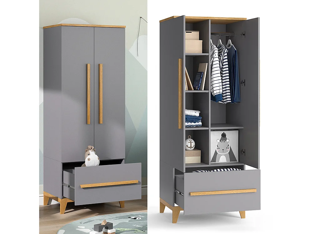Armoire pour enfants gris 70x53.4x186.8 malia