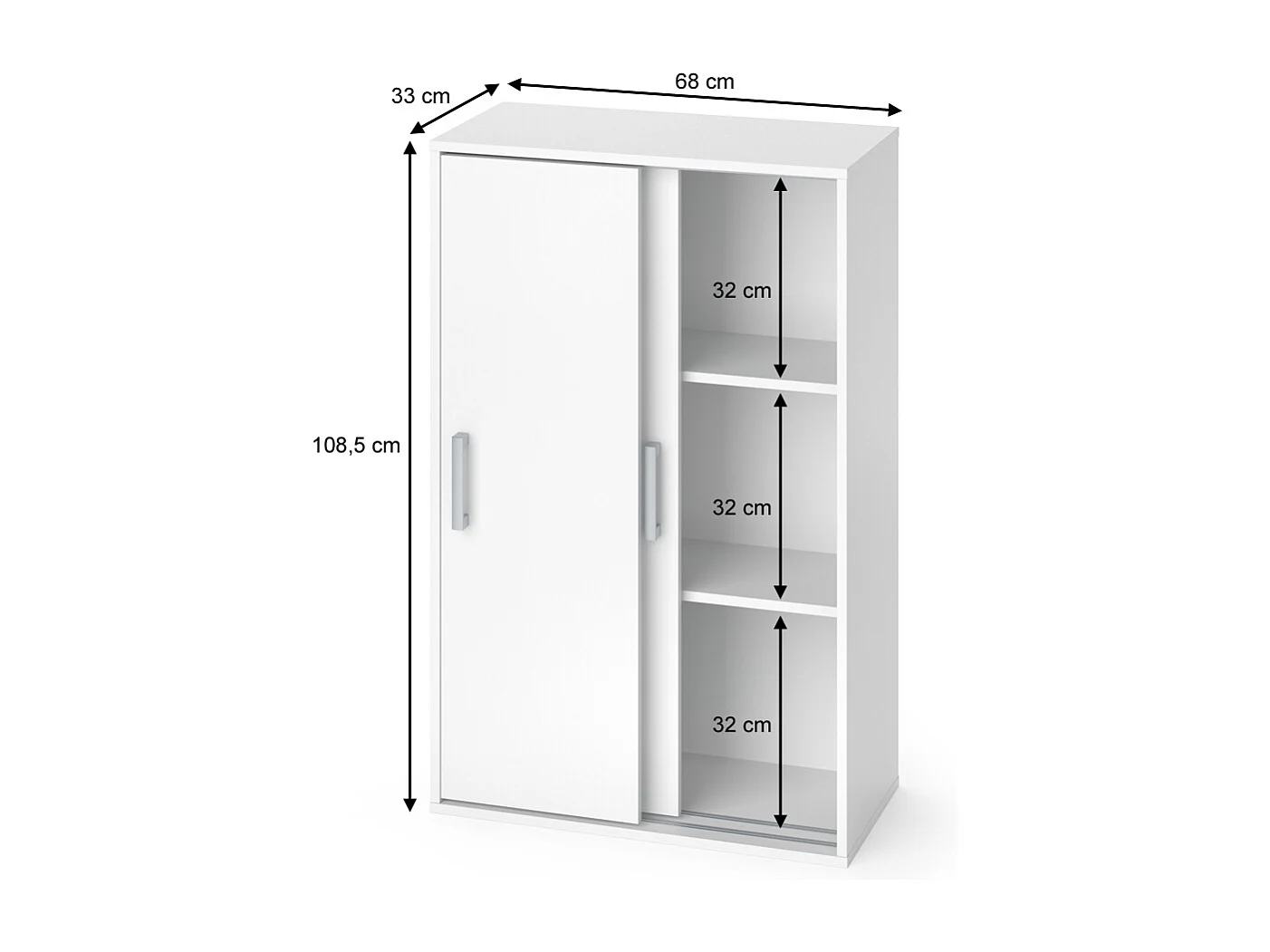 Tøjskab hvid 68x33x108.5 falk