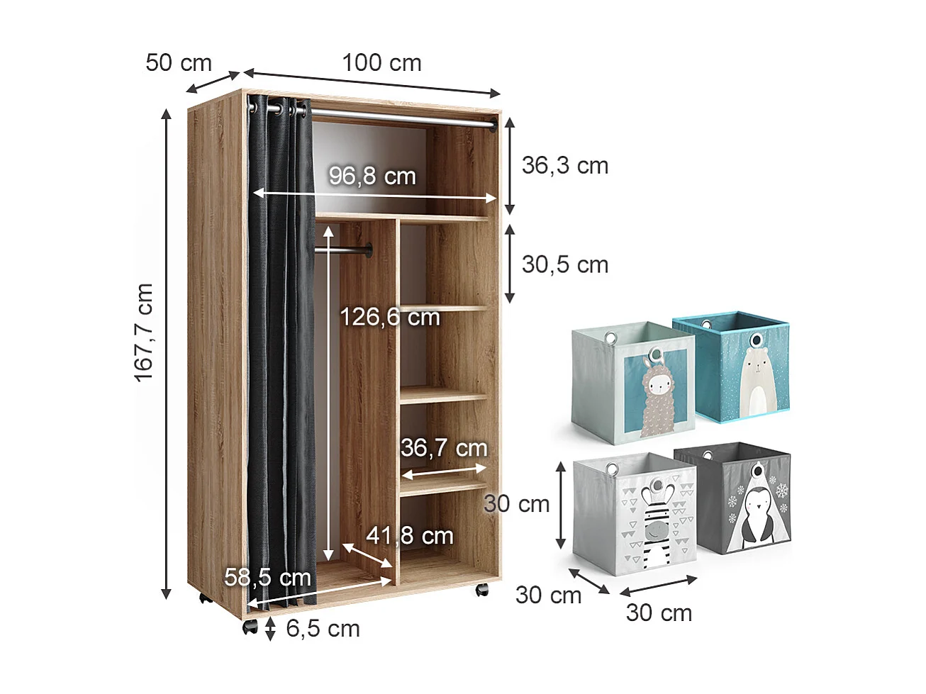 Kleiderschrank sonoma 100x50x168 doros