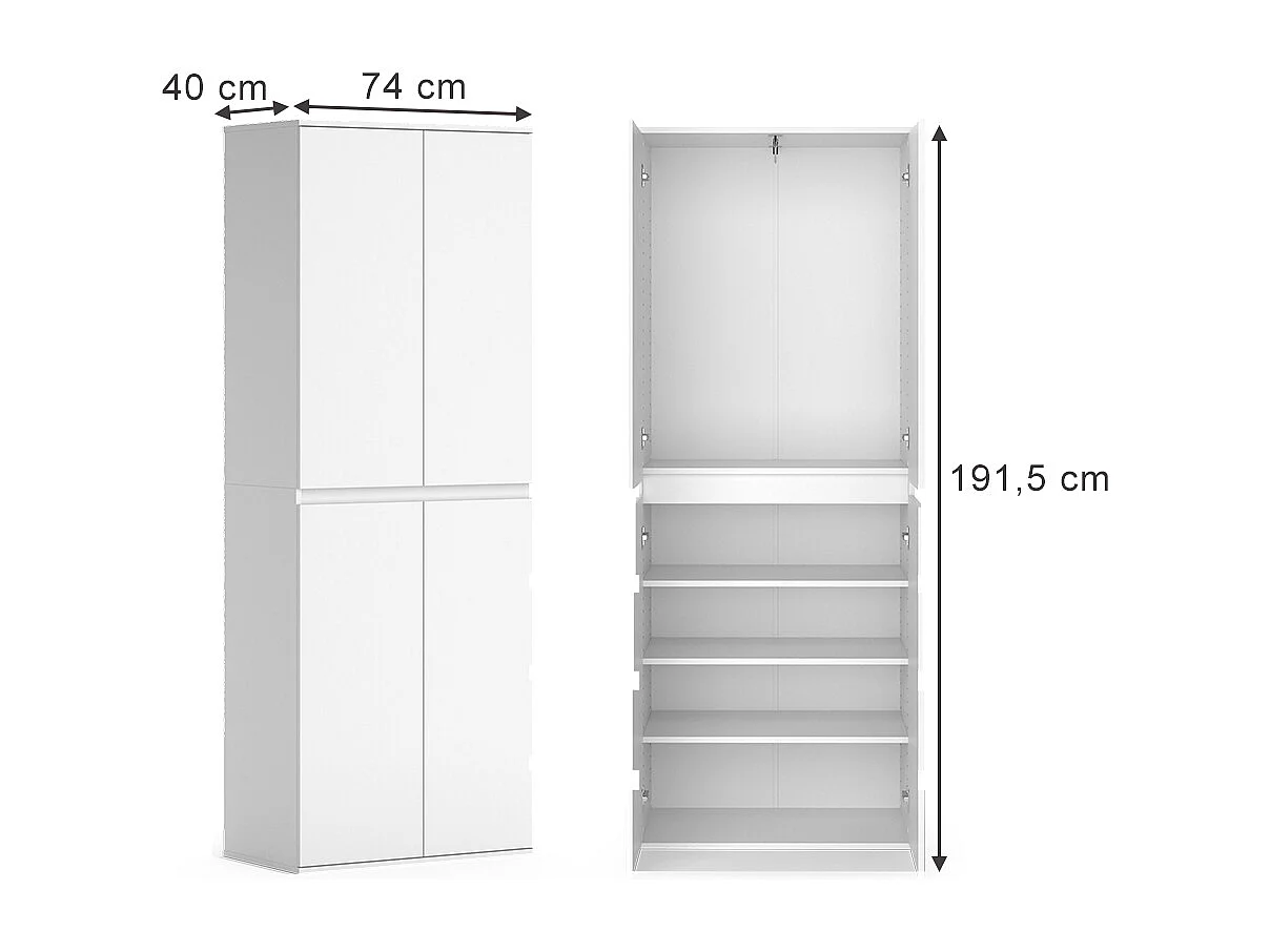 Armario blanco 74x40x191.5 claus