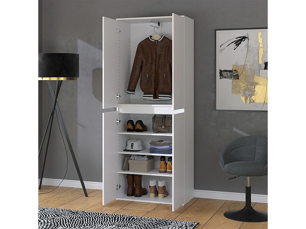 Armoire à vêtements blanc 74x40x191.5 claus