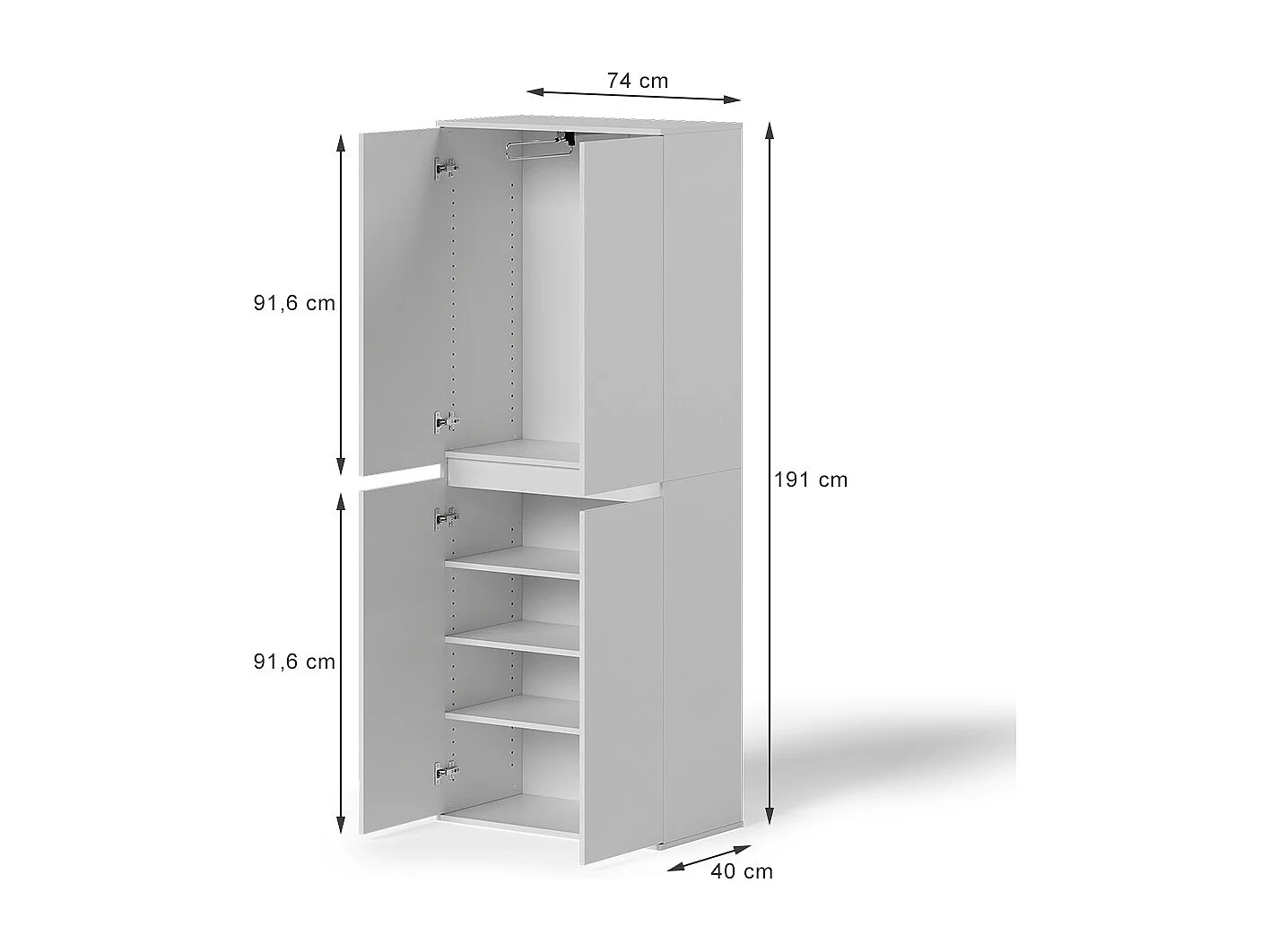 Armoire à vêtements blanc 74x40x191.5 claus