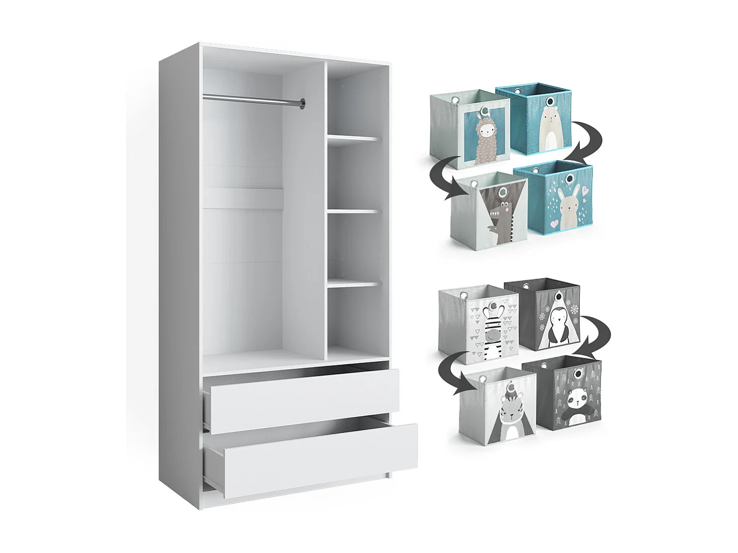 Kinderkleiderschrank weiß 100x50x200 elmo