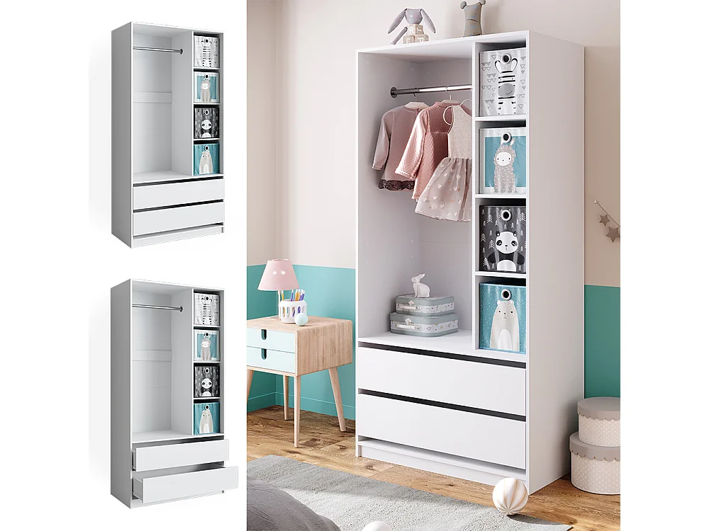 Armoire pour enfants blanc 100x50x200 elmo