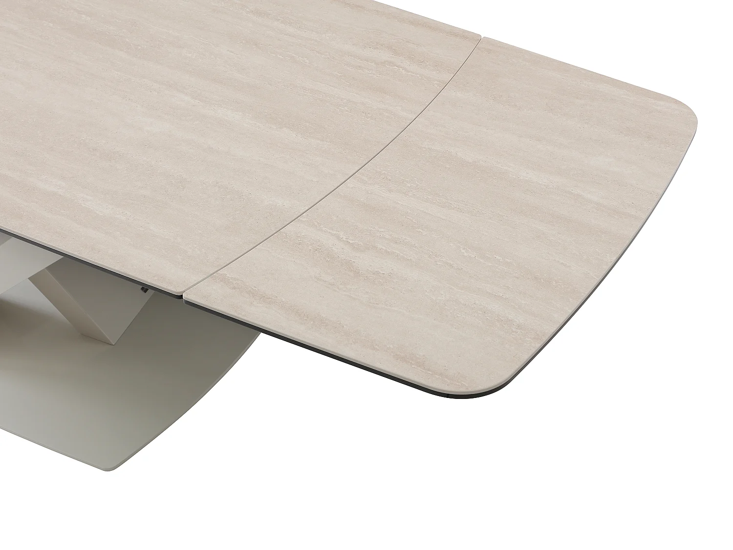Table à manger extensible 6 à 10 personnes en verre trempé, céramique et métal - Effet marbre beige - MALATA de Maison Céphy