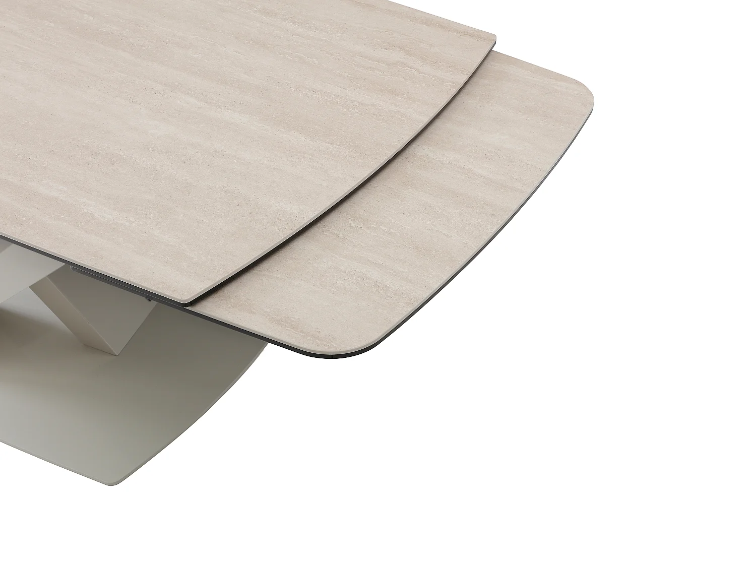 Table à manger extensible 6 à 10 personnes en verre trempé, céramique et métal - Effet marbre beige - MALATA de Maison Céphy
