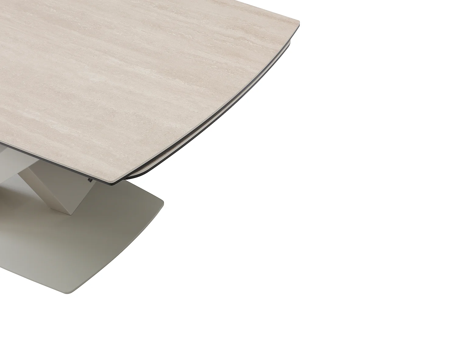 Table à manger extensible 6 à 10 personnes en verre trempé, céramique et métal - Effet marbre beige - MALATA de Maison Céphy