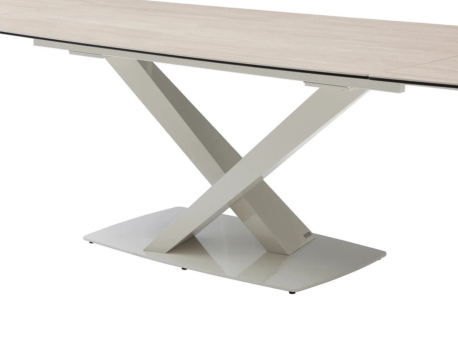 Table à manger extensible 6 à 10 personnes en verre trempé, céramique et métal - Effet marbre beige - MALATA de Maison Céphy